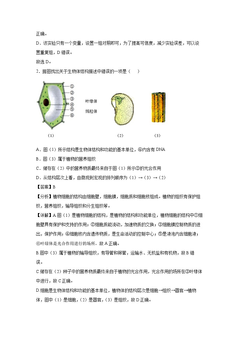 卷05-备战2024年中考生物全真模拟押题卷（连云港卷）生物试卷（解析版）02