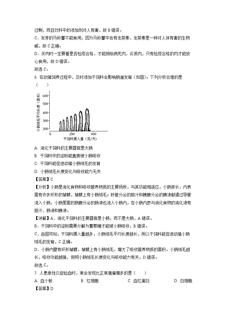 贵州省遵义市红花岗区等5地2023-2024学年七年级下学期期中生物试卷（解析版）03