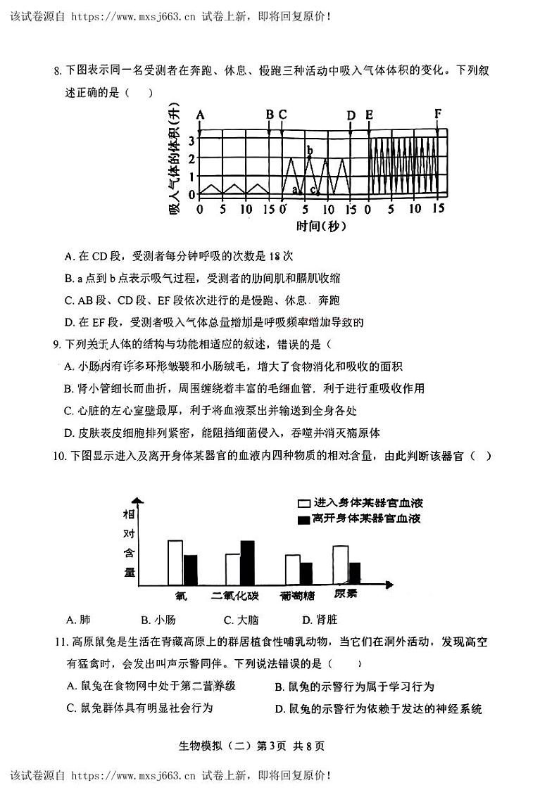 11，2024年山东省菏泽市郓城县中考二模生物试题第3页