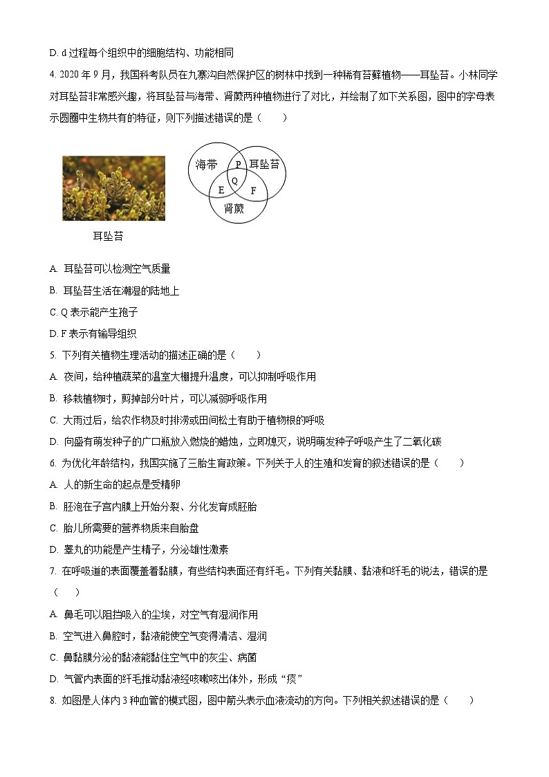 2024年湖南省常宁市中考三模生物试题（学生版）第2页