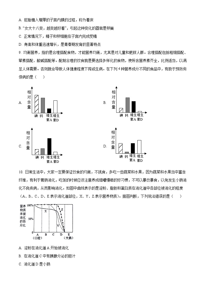 2024年山东省临沂市沂水县八年级中考二模生物试题（学生版+教师版）03