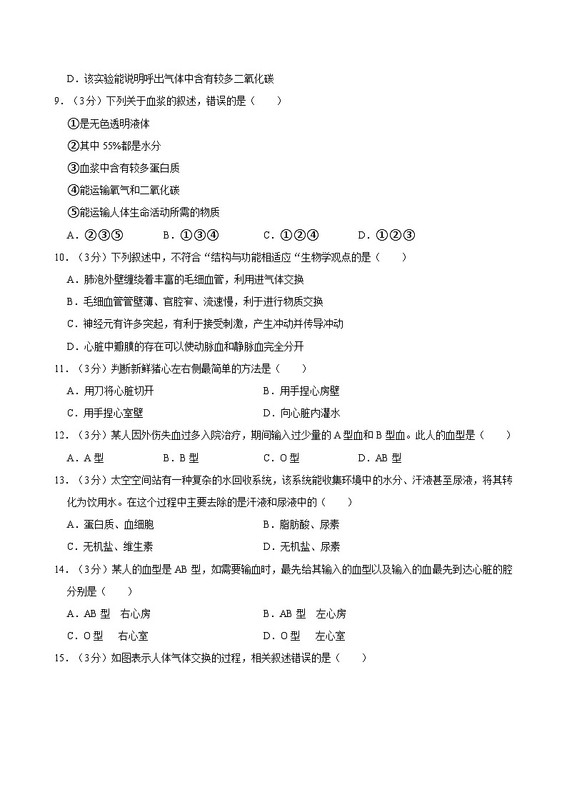 2023-2024学年山西省太原市清徐县七年级（下）质检生物试卷（4月份）03