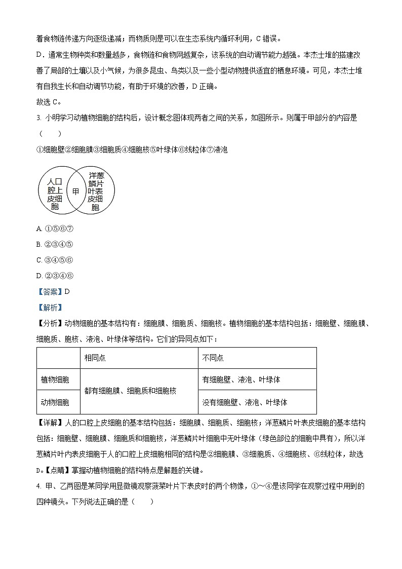 17，2024年山东省泰安市东平县八年级生物中考二模试题第3页