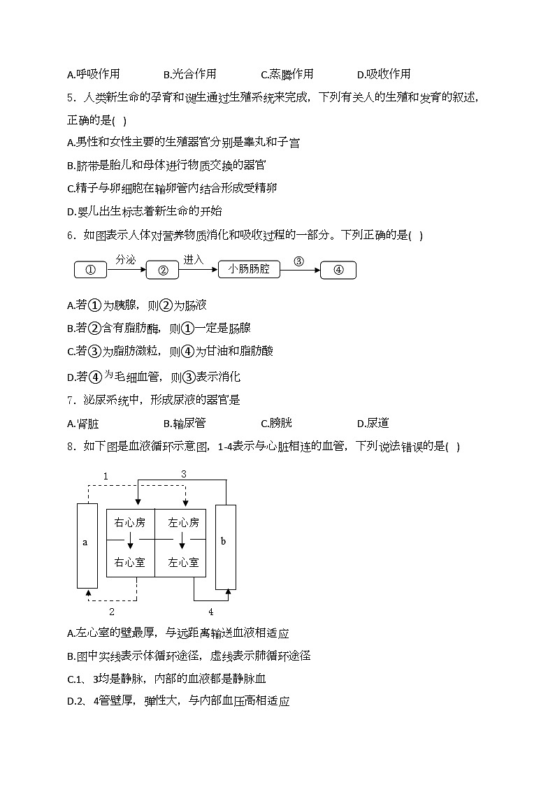 山西省大同市新荣区两校联考2024届中考一模生物试卷(含答案)02