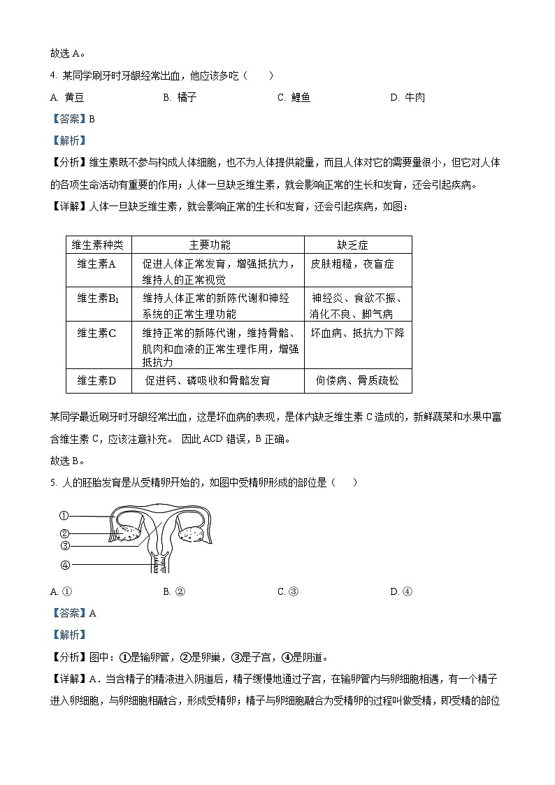 2024年辽宁省锦州市八年级中考二模生物试题（教师版）第3页