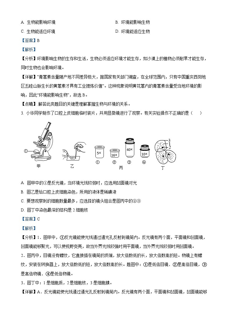 2024年山东省临沂市临沭县中考二模生物试题（学生版+教师版）02