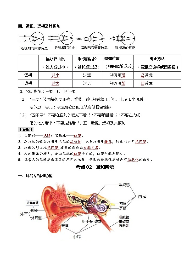 专题14 人体生命活动的调节-备战2024年中考生物一轮复习考点帮03