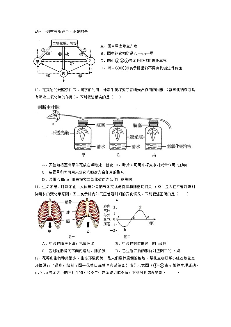 2023-2024学年山东省广饶县乐安中学八年级5月段考-生物阶段检测03