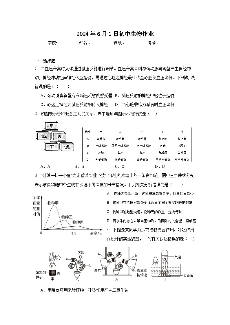 2023-2024学年山东省广饶县乐安中学八年级5月段考-生物阶段检测01