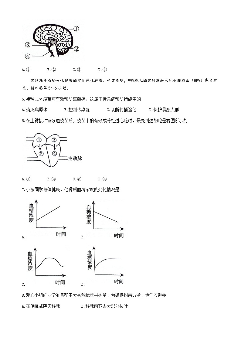 2024年山西省中考三模生物试卷+第2页