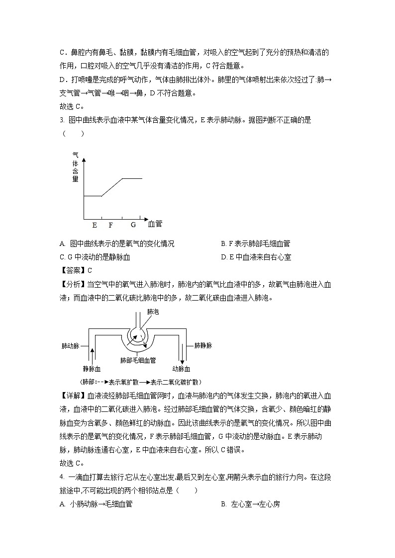 生物：湖北省荆州市荆州区2022-2023学年七年级下学期期末试题（解析版）02
