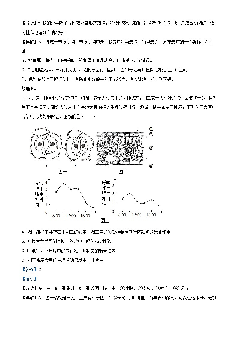 2024年山东省菏泽市郓城县中考三模生物试题03