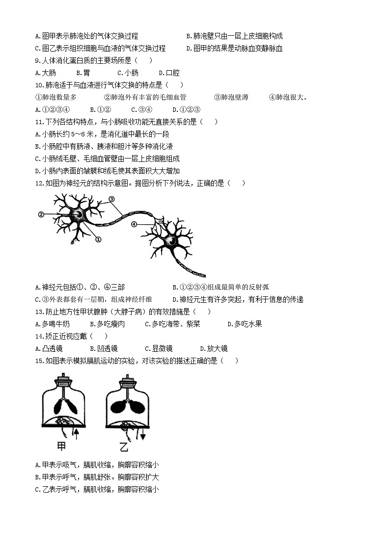 湖南省长沙市长沙县2023-2024学年七年级下学期6月月考生物试题(无答案)第2页