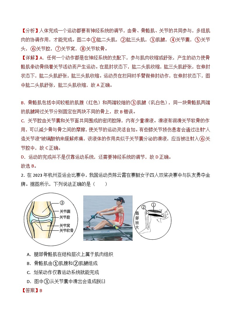 押热点02 杭州亚运会-2024年中考生物社会热点整理及试题预测（解析版）第3页