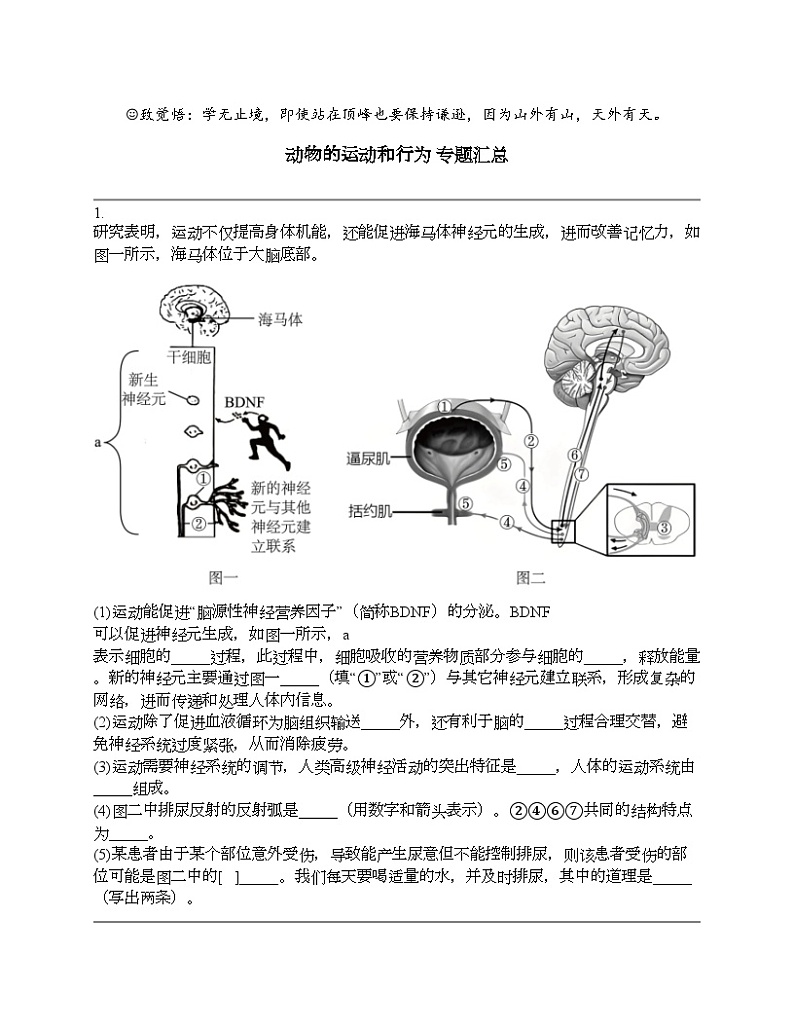2024北京中考名校密题：生物最后冲刺30题-动物的运动和行为第1页