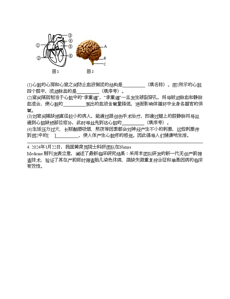 2024北京中考名校密题：生物最后冲刺30题-生物圈中的人第3页