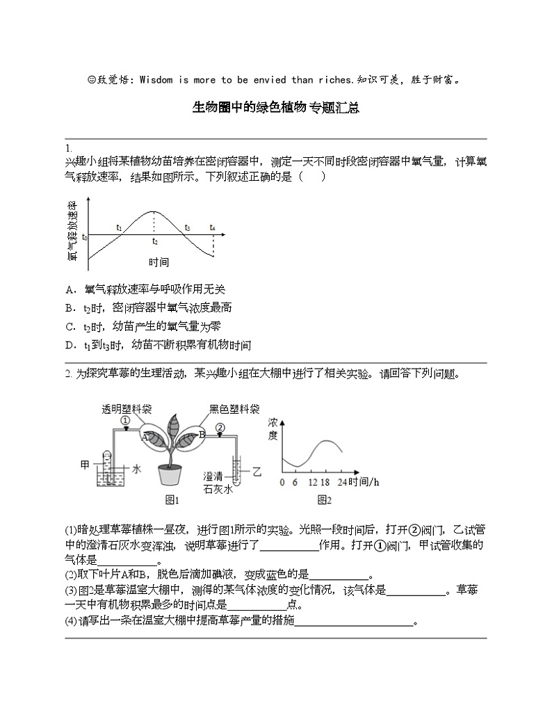 2024北京中考名校密题：生物最后冲刺30题-生物圈中的绿色植物第1页