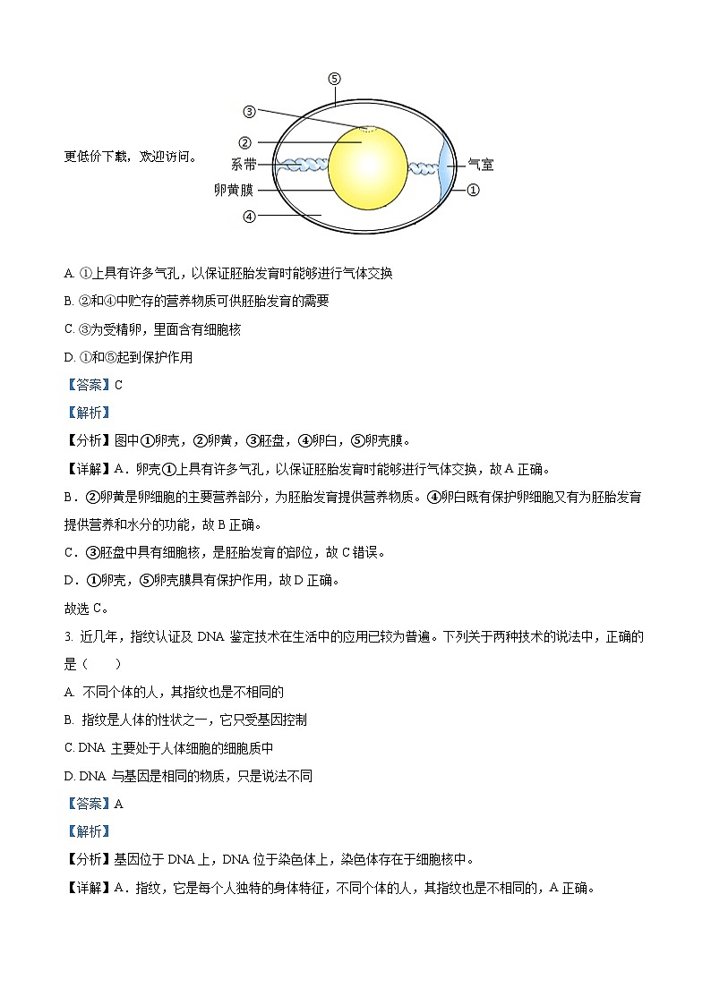 海南省琼海市嘉积中学2023-2024学年八年级下学期期中生物试题A卷第2页