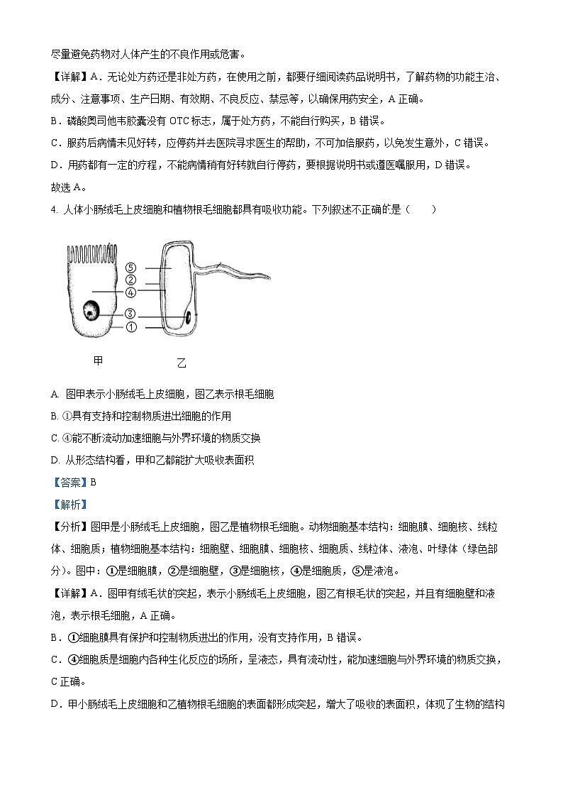 2024年江苏省徐州市县区联考九年级中考二模生物试题03