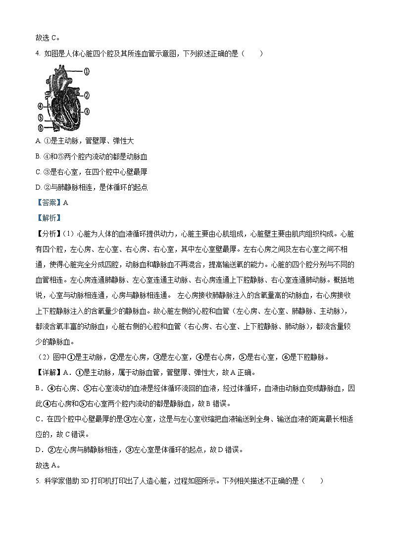 2024年江苏省盐城市大丰区八年级中考三模生物试题03