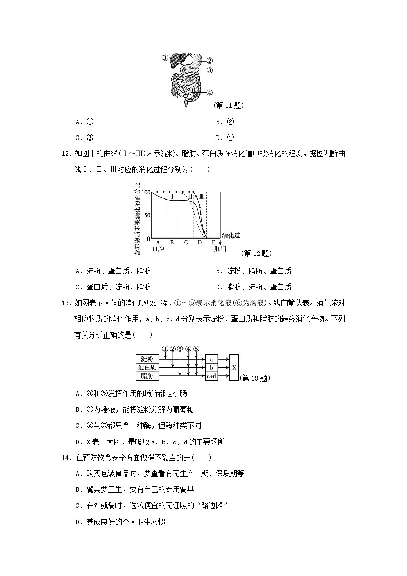 福建省2024七年级生物下学期期中学情评估试卷（附答案人教版）03