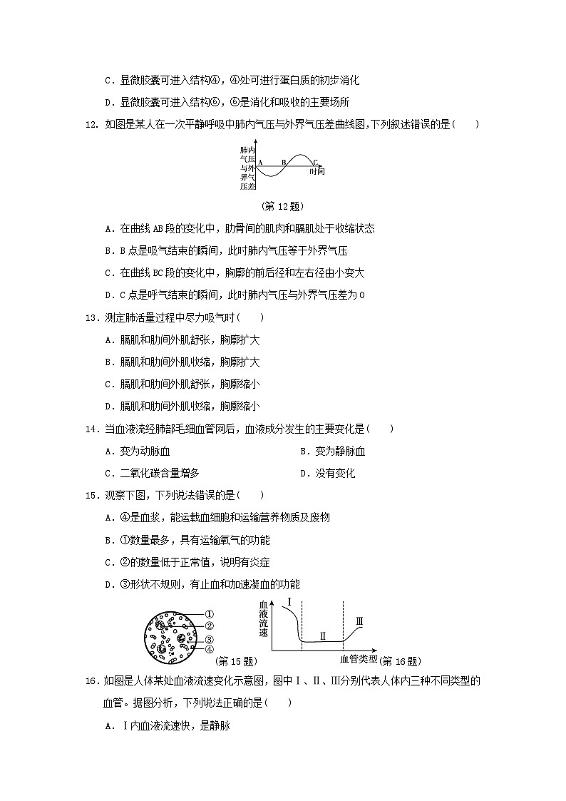 2024七年级生物下学期期中学情评估试卷2（附答案人教版）03