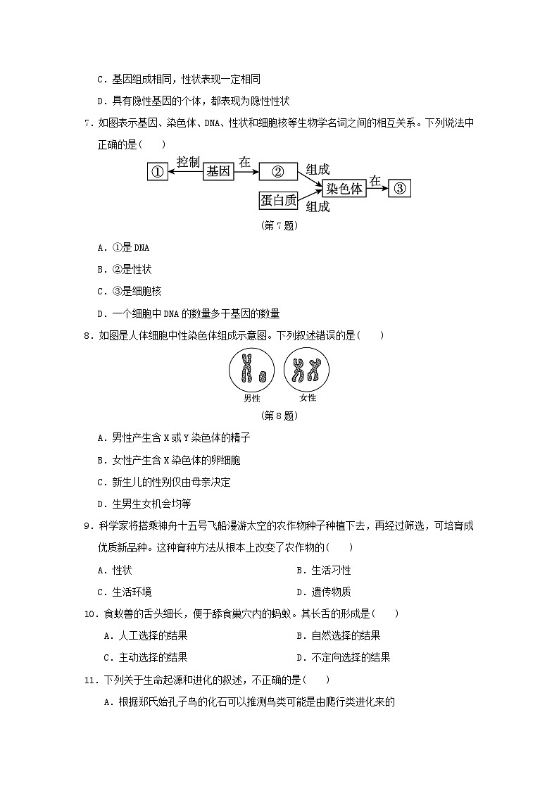 2024八年级生物下学期期末学情评估试卷（附答案人教版）02