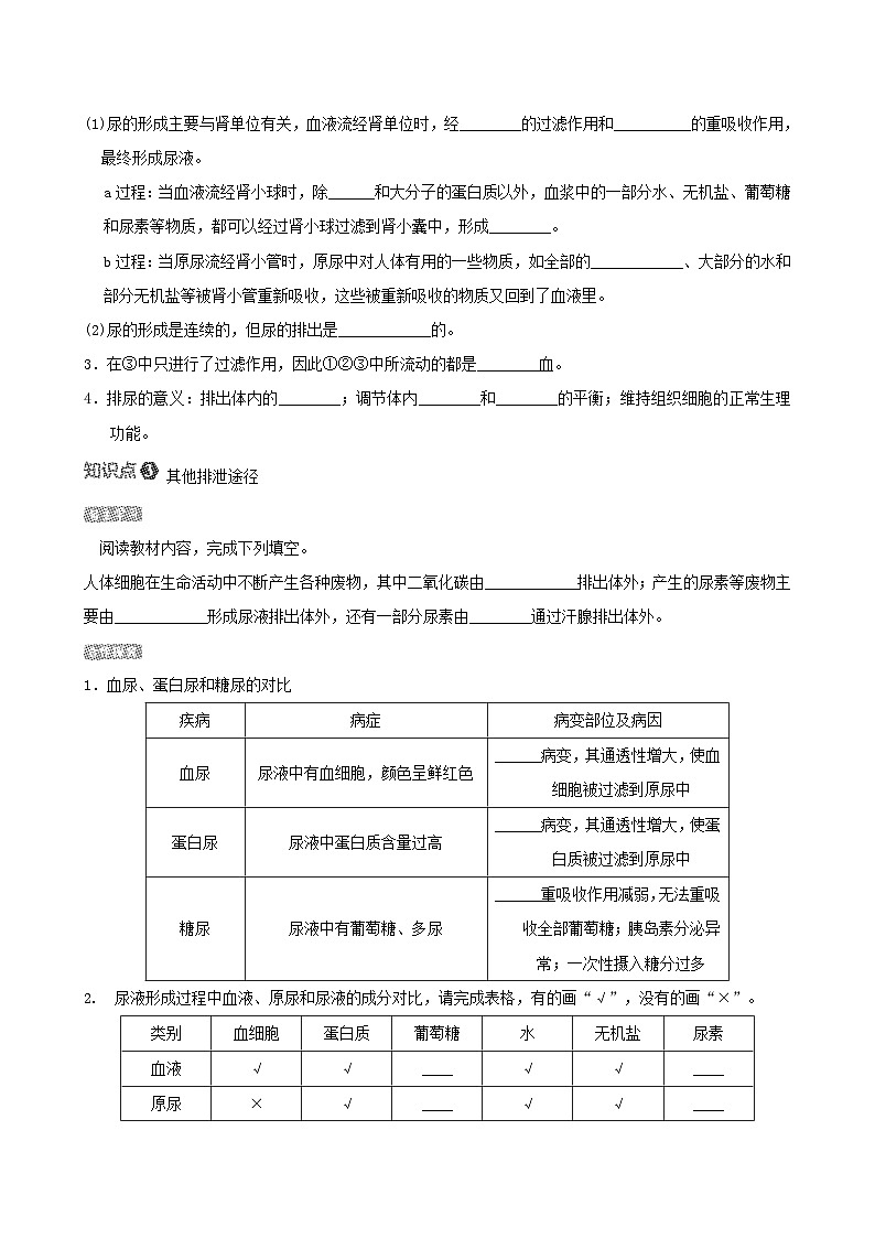 七下生物第四单元生物圈中的人第五章人体内废物的排出导学案（人教版）02