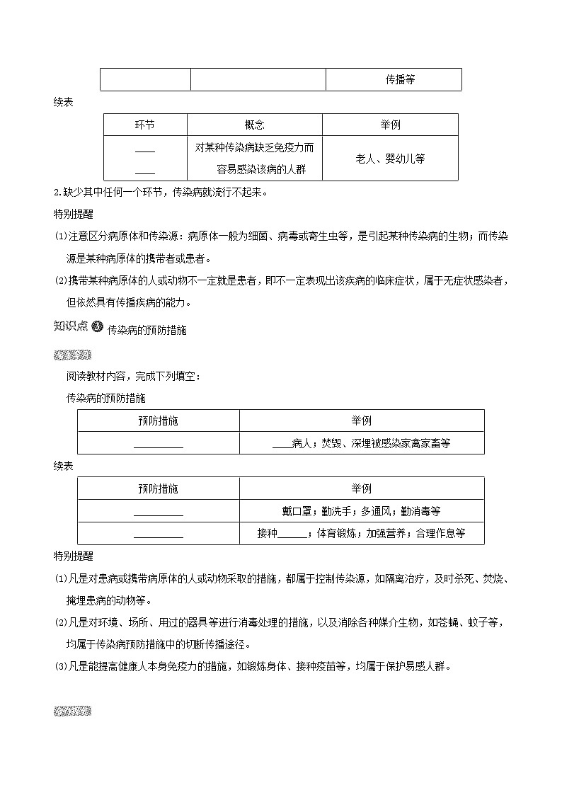 八下生物第八单元健康地生活第一章传染病和免疫第一节传染病及其预防导学案（人教版）02