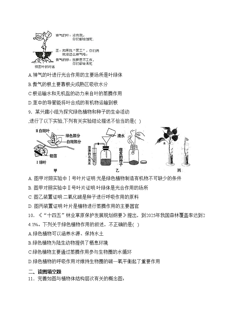 安徽省淮南市凤台县部分学校2023-2024学年八年级下学期期中考试生物试卷(含答案)03