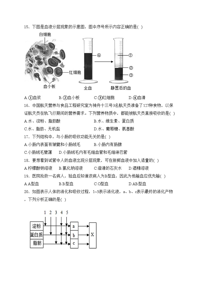 江苏省盐城市滨海县2023-2024学年七年级下学期3月月考生物试卷(含答案)03