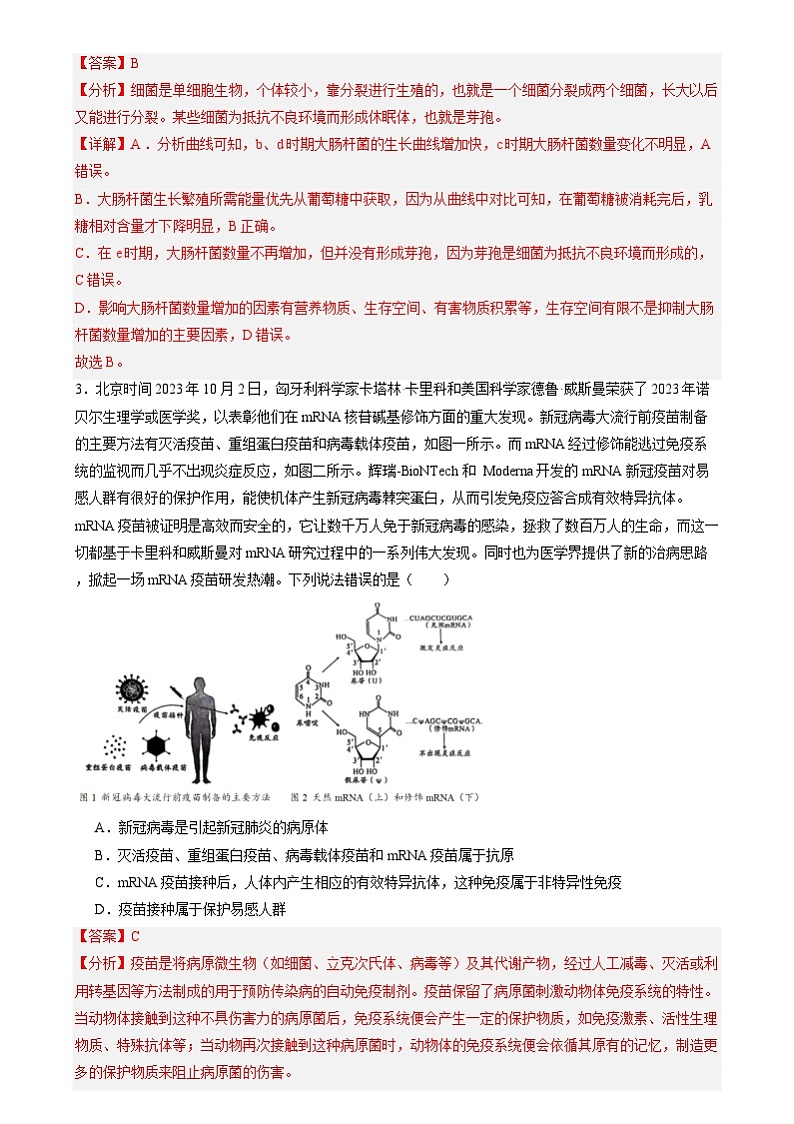 2024年中考生物考前必刷题之生物圈中的微生物（山东专用）（解析版）第2页