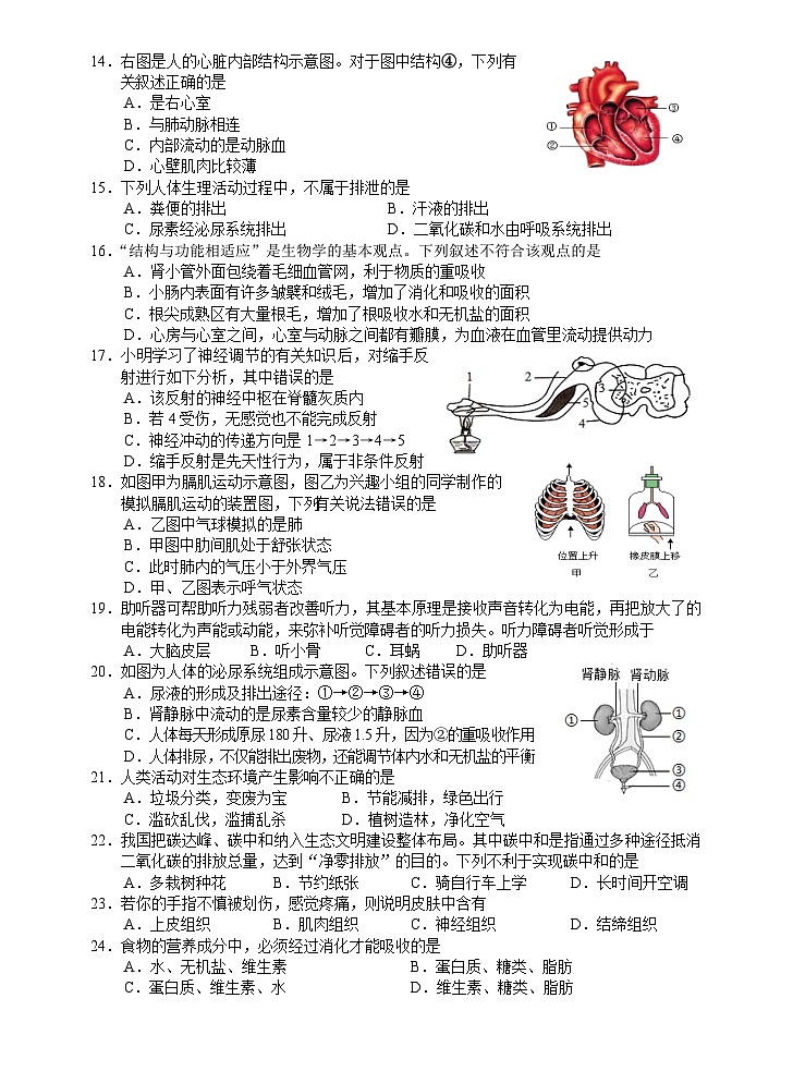 广东省肇庆地区2022-2023学年七年级下学期期末考试生物试题02
