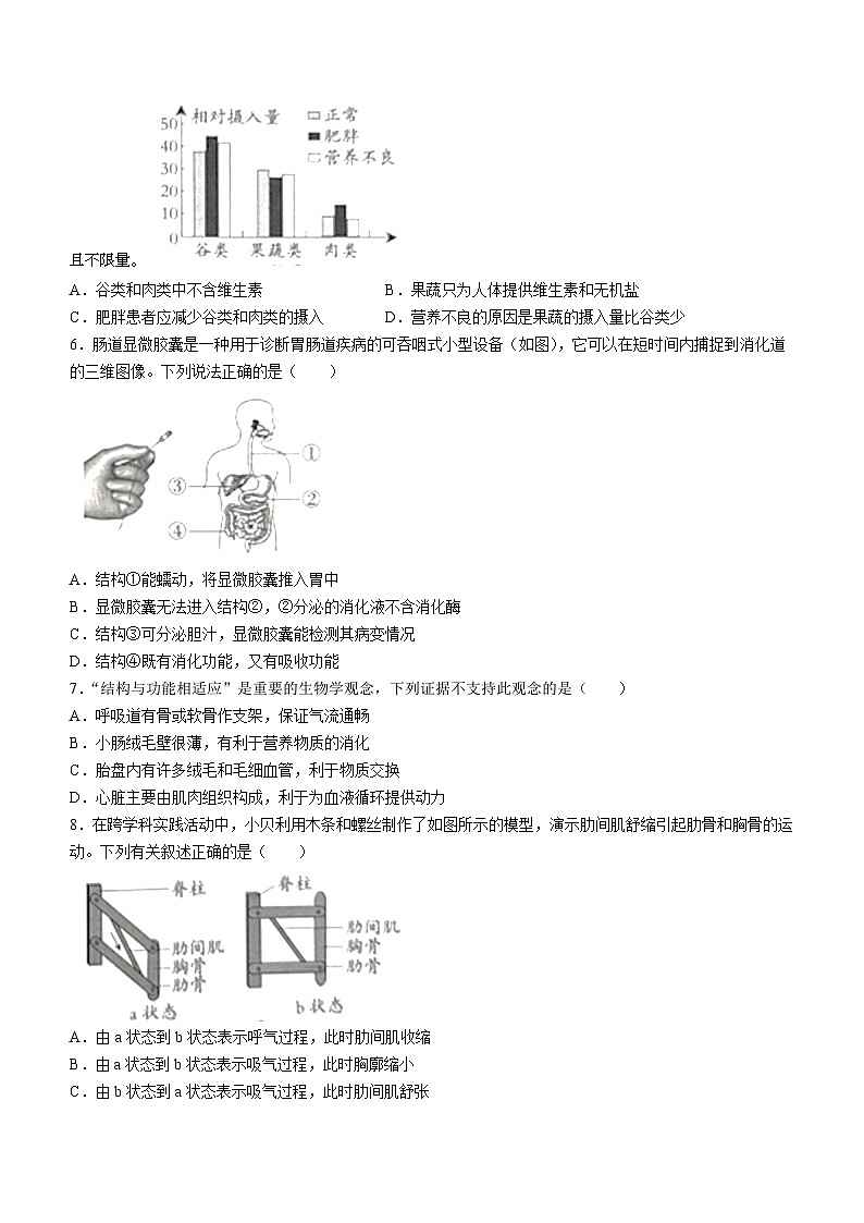 河北省邢台市部分校2023-2024学年七年级下学期期末联考生物试题(无答案)第2页