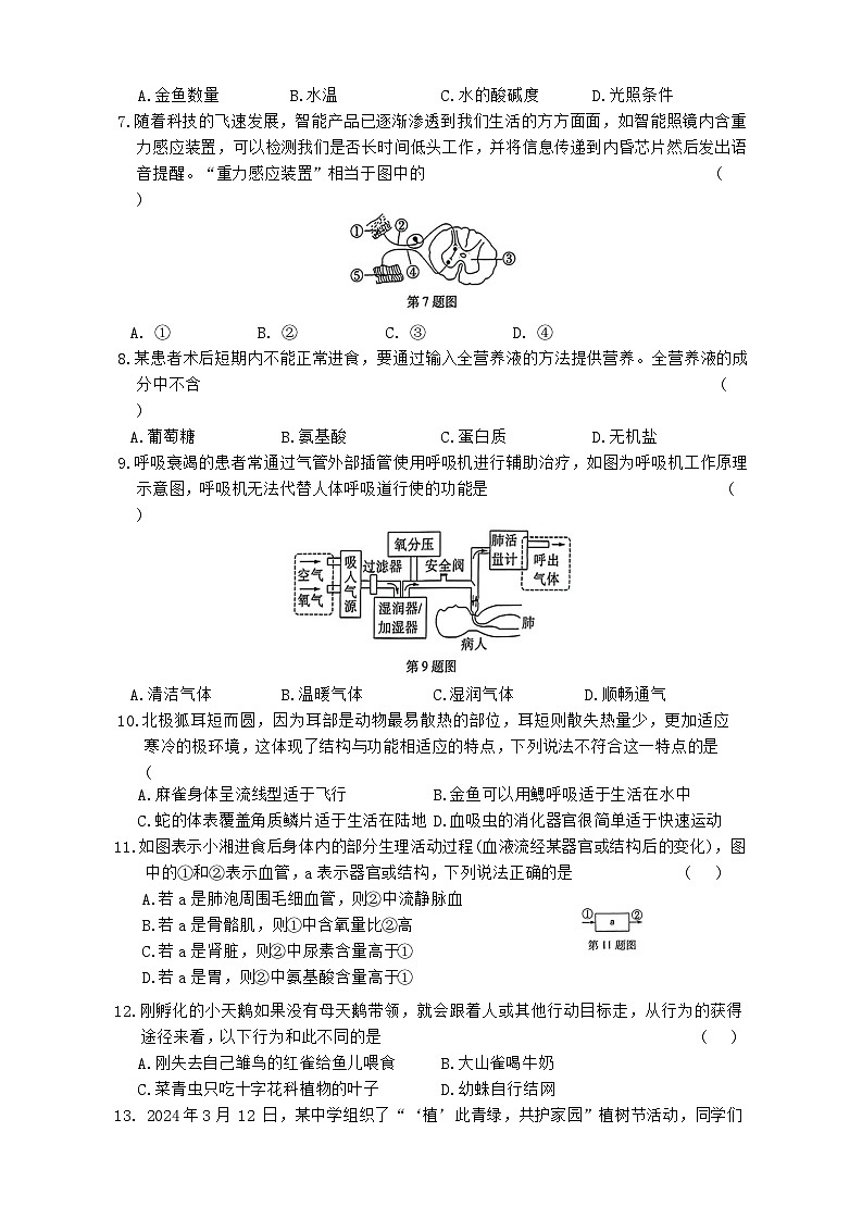 2024年湖南省初中学业水平模拟考试生物试卷二02