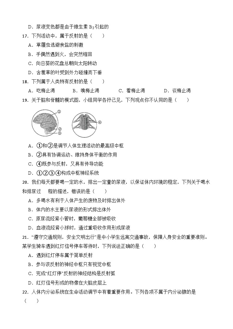 山东省济宁市曲阜市杏坛中学2023-2024学七年级下学期6月份月考生物试题第3页