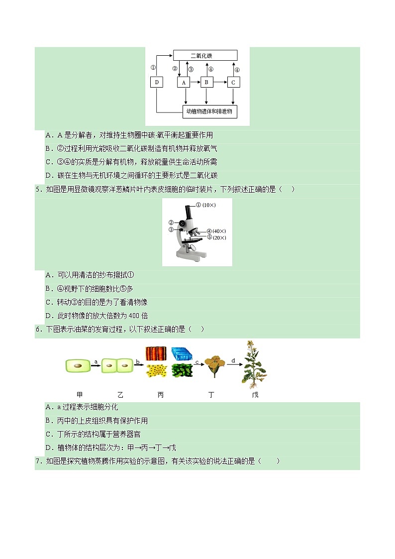 卷01-2024年中考生物考前冲刺模拟卷（陕西卷）（原卷版）第2页