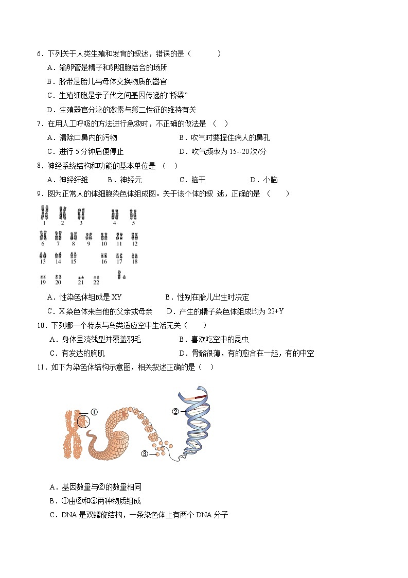 卷04-备战2024年中考生物全真模拟押题卷（扬州卷）（试卷版+解析版）02