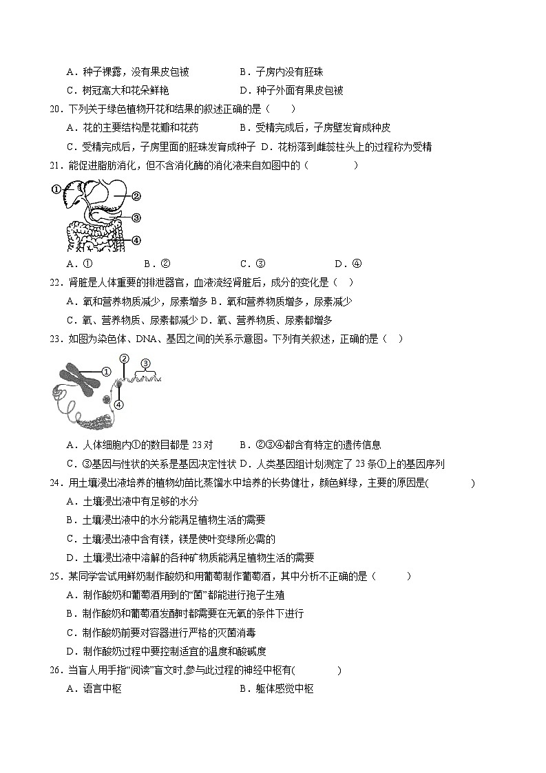 卷05-备战2024年中考生物全真模拟押题卷（无锡卷）（试卷版+解析版）03