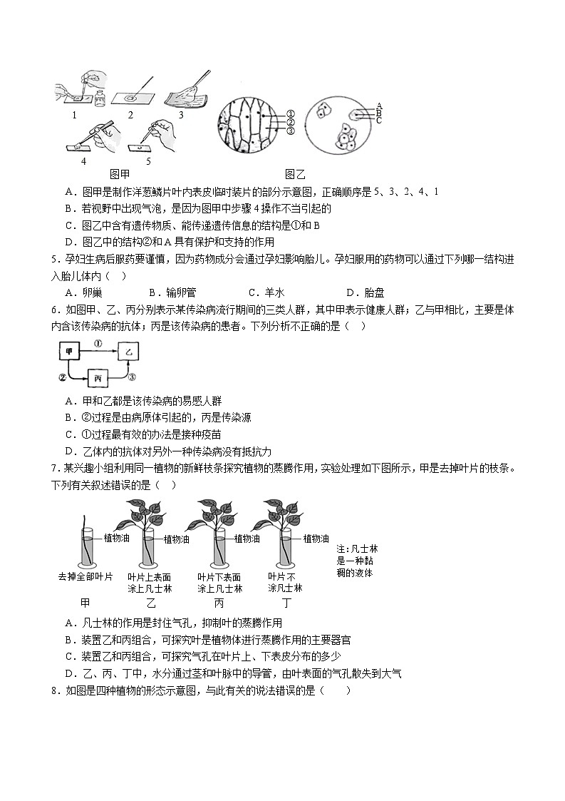 卷05-备战2024年中考生物全真模拟押题卷（苏州卷）（试卷版+解析版）02