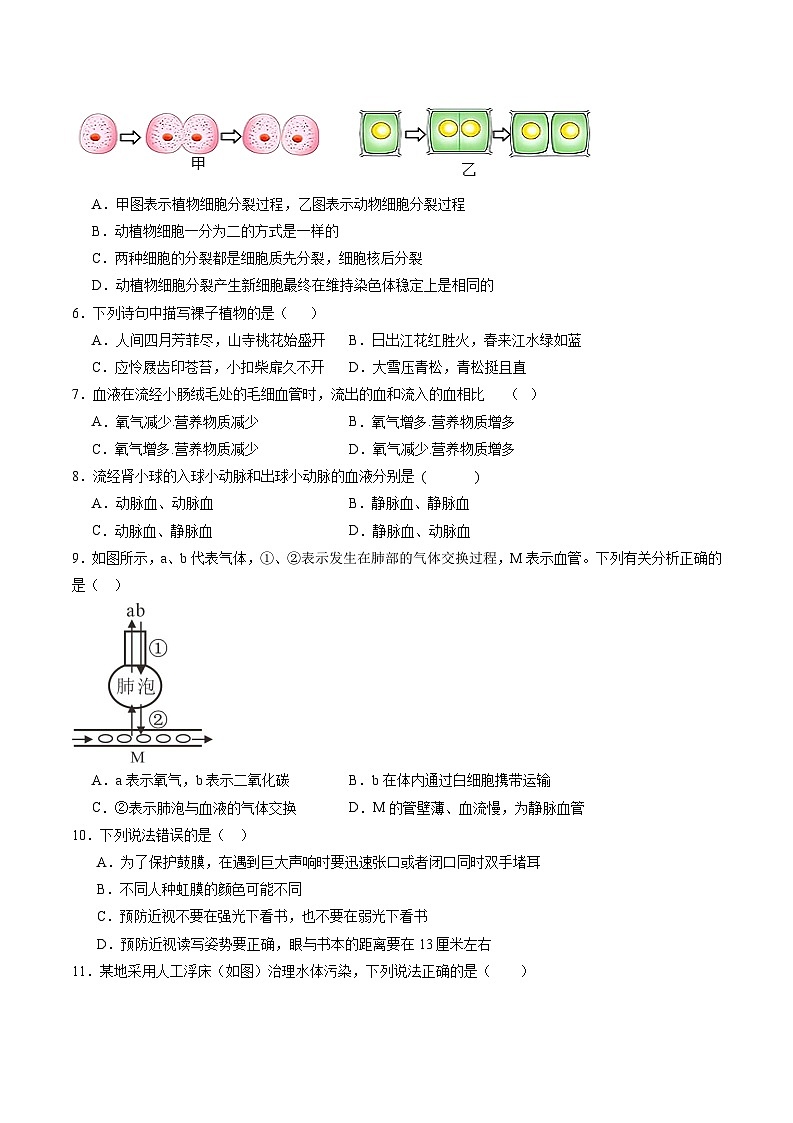 卷01-备战2024年中考生物全真模拟押题卷（连云港卷）（试卷版+解析版）02