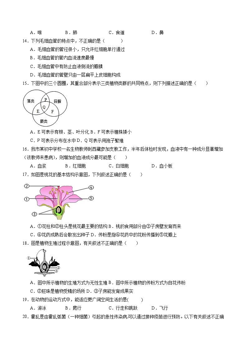 卷02-备战2024年中考生物全真模拟押题卷（无锡卷）（试卷版+解析版）02