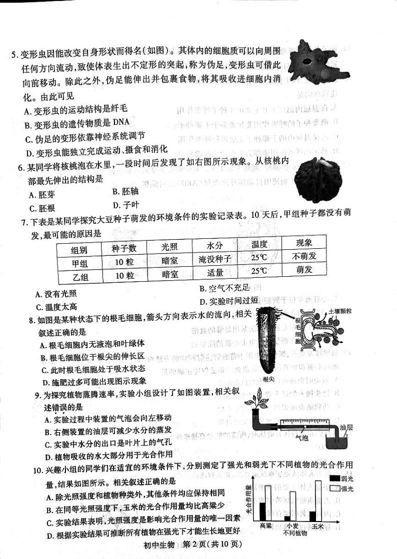 2024年江苏省苏州市中考生物试题第2页