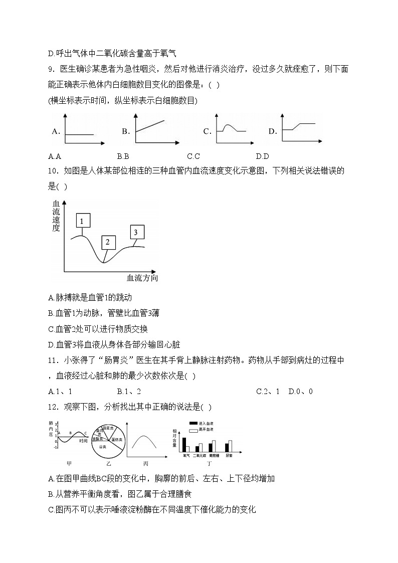 山东省菏泽市曹县2023-2024学年七年级下学期4月期中考试生物试卷(含答案)03