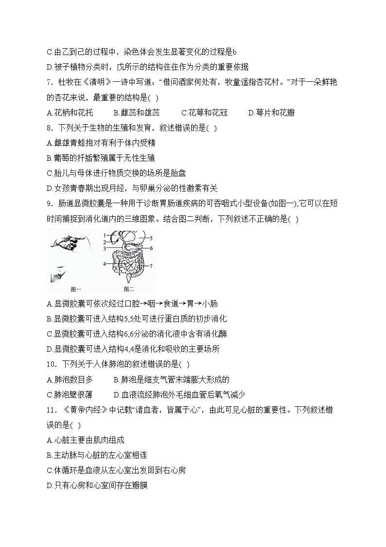山东省聊城市莘县2024届九年级下学期中考一模生物试卷(含答案)02