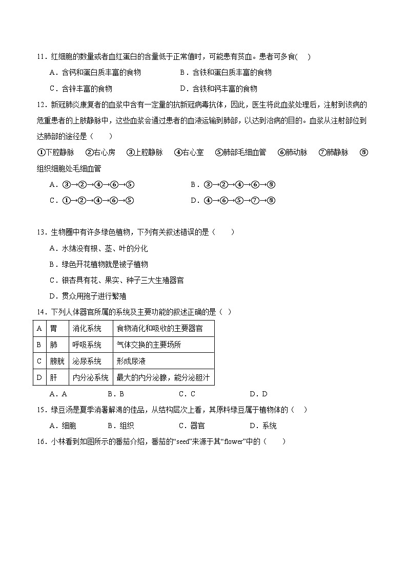 生物（海南卷）（考试版A4）第3页