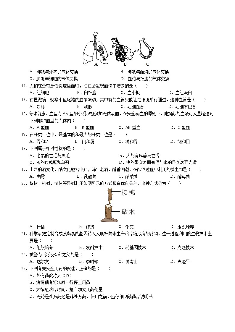 2024年中考押题预测卷02（天津卷）-生物（考试版）A4第3页