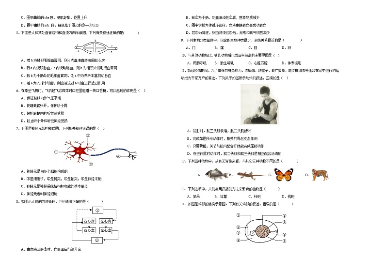 2024年中考生物第二次模拟考试（河北卷）02