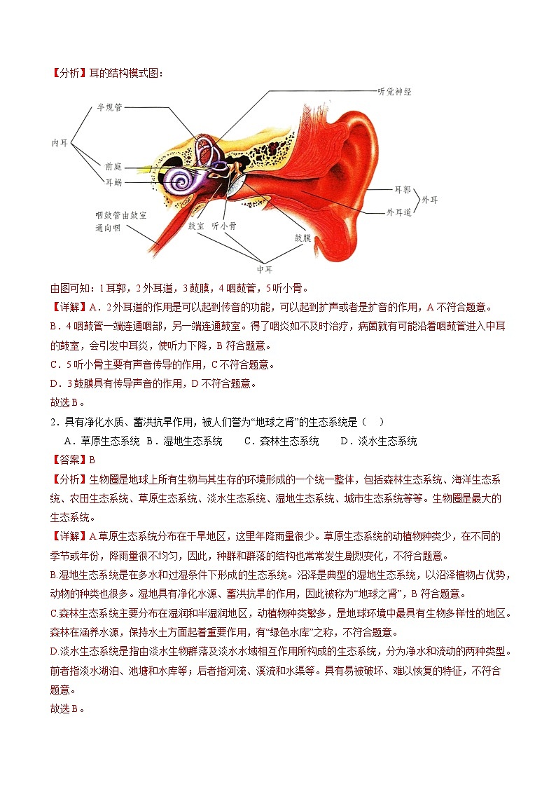 生物（甘肃卷）（全解全析）第2页
