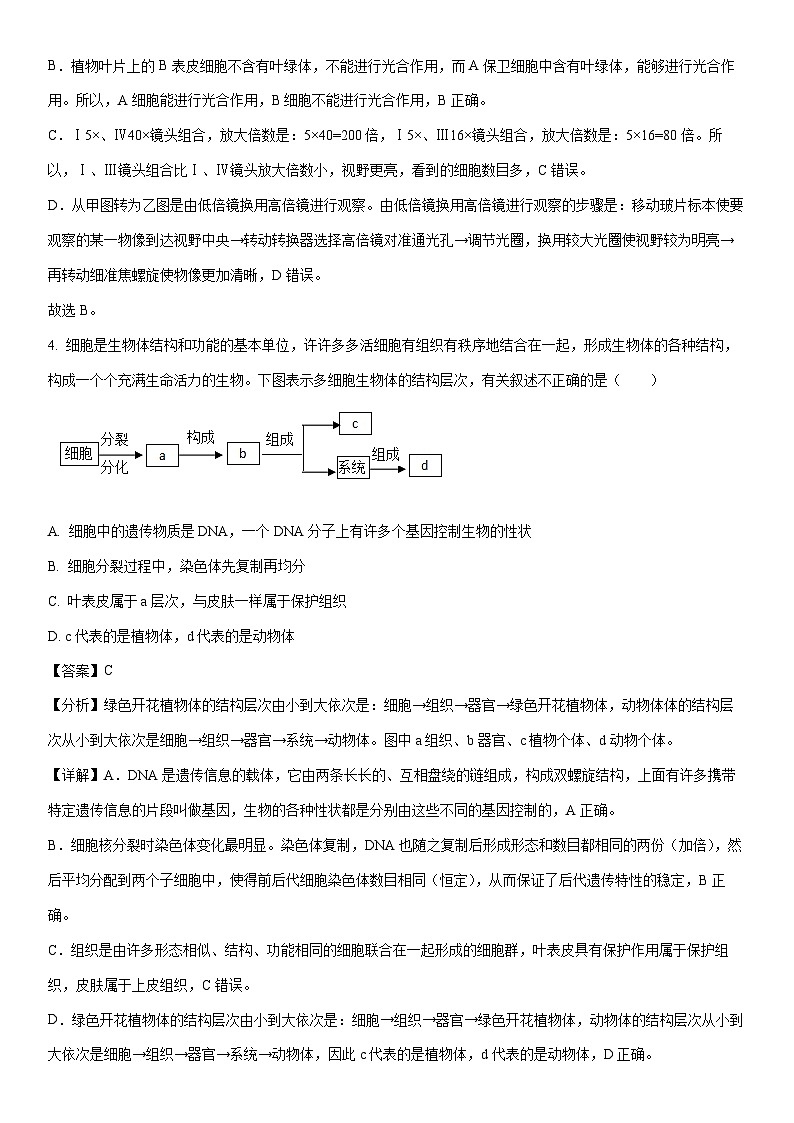 【生物】2024年四川省乐山市井研县八年级初中学业水平适应性考试（解析版）第3页